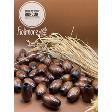 20X30 mm Oval Ahşap Boncuk (13 Adet) Makrome Çanta Tasarım Tahta Boncuk Delik Çapı 7 mm