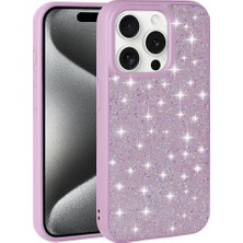 Kip GSM Iphone 15 Pro Uyumlu Kılıf Kamera Korumalı Parıldayan Taşlı Pırlanta Sert Slikon Kapak