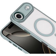 Kip GSM Iphone 17 Air Uyumlu Kılıf Magsafe Sarj Destek Metal Çerçeveli Kir Tutmaz Şeffaf Kapak