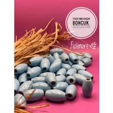 17X25 mm Oval Ahşap Boncuk (50 Gram 18 Adet) Makrome Çanta Tasarım Tahta Boncuk Delik Çapı 6 mm