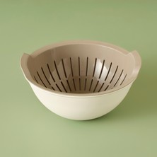 Bej Renkli Handle Kaseli Süzgeç, 25.5X25.5X10.8 Cm, Şık ve Kullanışlı Tasarım