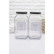 Cam Kavanoz, Siyah Metal Kapak, Un ve Şeker Saklama Kabı, Şık ve Kullanışlı Tasarım