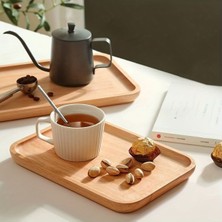 Iki Adet Bambu Dikdörtgen Servis Tabağı ve Sunum Seti, 30X20 Cm, Kahverengi