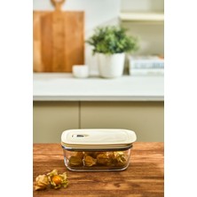 Vakumlu Kapaklı Cam Saklama Kabı 0.83 L Bej Renk