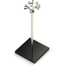 Siyah Kompozit Granit Mermer Peçetelik ve Havluluk, Gümüş Metal Saplı