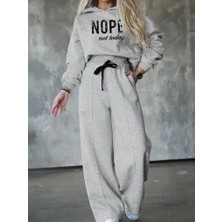 Sosostyle Kadın Uzun Kollu Nope Baskılı Beli Ribanalı Ikili Takım