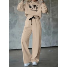 Arben Boutique Kadın Uzun Kollu Nope Baskılı Beli Ribanalı Ikili Takım