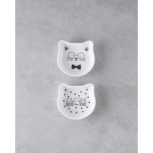 Seramik 2'li Kase Seti, 14 Cm, Şık ve Kullanışlı, Beyaz ve Yeşil Renkli