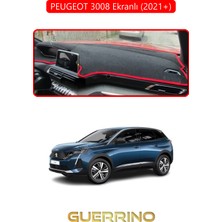 Peugeot 3008 Ekranlı (2021+)TORPİDO Koruma Halısı Kırmızı Kenar