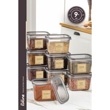 9'lu Büyük Boy Dikdörtgen Saklama Kabı Seti, 800 Ml, Antrasit Renkli