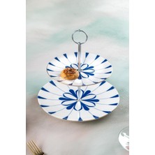 Çok Renkli Porselen Katlı Kurabiye Saklama Kabı 19 cm