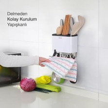 Yapışkanlı Mutfak Düzenleyici, Çatal, Kaşık, Bıçak Saklama, Duvara Monte, Beyaz Renk