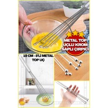 8'li Metal Uçlu Krom Saplı Çırpıcı Seti, Kek ve Yumurta Hazırlığı Için Ideal