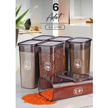 6'lı Dikdörtgen Saklama Kabı Seti 3200ML, Gri, Şeker ve Çay Için Uygun