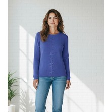 Kadın Önü Taşlı Kendinden Desenli Sıfır Yaka Bluz