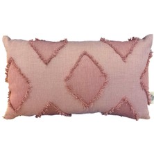 Cyrus Dekoratif Dikdörtgen Bohem Soft Koltuk Sırt Yastık Hediyelik Yılbaşı Kalın Kumaş 30X50 Pembe