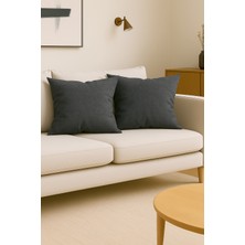 Parlak Antrasit Kırlent Kılıfı Dekoratif Bohem Soft Koltuk Sırt Yastık Hediyelik Yılbaşı 45X45