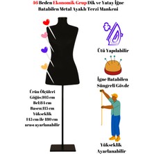 Ekonomik 46 Beden Dik ve Yatay Iğne Batabilen Sünger Metal Ayaklı Terzi Mankeni Po-01