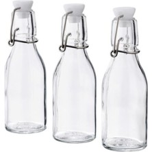 3'lü 15CL Cam Küçük Şişe Seti, Şeffaf ve Şık Tasarım