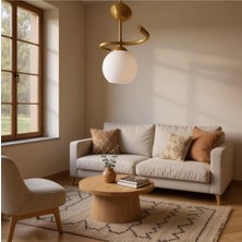 Hestia Gold Kasa Beyaz Cam Tekli Avize