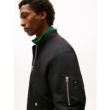 Tommy Hılfıger Erkek Marka Logolu Full Fermuarlı Yuvarlak Yakalı Çift Cepli Şık Görünümlü Siyah Mont MW0MW40593 Bds