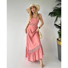 Dantel Detaylı Anabel Elbise Ithal Airobin Dantel Detaylı Elbise