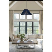 El Yapımı Siyah Ip Örmeli Dalga Model Tek Sarkıtlı Avize Aydınlatma Modelleri