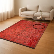 Evidea Soft Atlas Afgan Desenli Halı - Kırmızı - 160X230 cm