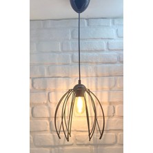Siyah Metal Kafes Hol Salon Oturma Odası Uyumlu Tekli Sarkıt Avize Modelleri