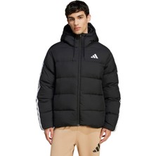 Adidas Erkek Siyah Kapşonlu Mont Essentials Climawarm 3-Stripes Puffer Down
