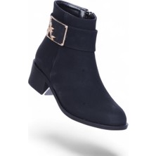 Scarletta S14 Nubuk Siyah 5cm Kadın Topuklu Bot