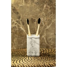 Mermer Desenli Görünümlü Diş Fırçalığı Fırçalık Fırçası Banyo Tuvalet Wc Sıvı Beton Aksesuar