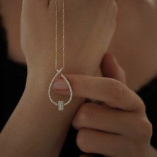 Bagetli Damla Altın Kolye