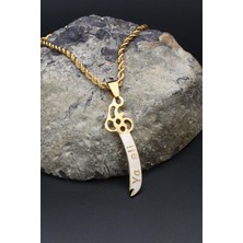 Hz. Ali Zülfikar Kılıcı Kolye Paslanmaz Çelik Zincir Altın Kaplama 3mm 902309