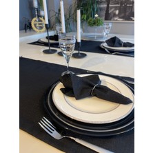 6'lı Keten Dokulu Simli Siyah Kumaş Peçete Seti, Şık ve Doğal Görünümlü Mutfak Aksesuarı