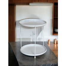 Beyaz 2 Katlı Sunum ve Ikramlık Standı