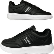 Dakır's Erkek Siyah-Beyaz Bağcıklı Ortopedik Taban Günlük Şık Yürüyüş Ayakkabı