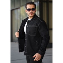 Erkek Regular Fit Düğmeli Vintage Siyah Ceket