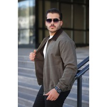 Erkek Relaxed Canvas Haki Ceket