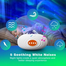 Galaxy Yıldız Projektör, 2'si 1 Arada Ay, 3 Hız ve 7 LED Parlaklık, Sessiz Gece Lambası Projektörü, Uzaktan Kumandalı, Müzik ve Iç Mekan Için Zamanlayıcı