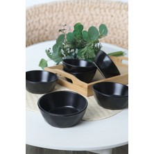 Şık Siyah Kristal Çerezlik ve Sosluk Seti, 12 Cm, 6'lı Paket