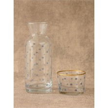 Göz Baskılı 700 ml Bardaklı Sürahi, Şık ve Kullanışlı Tasarım, Beyaz Renk