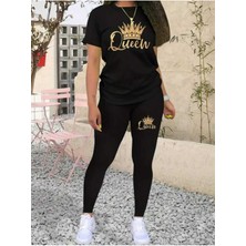 Kadın Oversize T-Shirt Tayt Takım Salaş Kombin Boyfriend