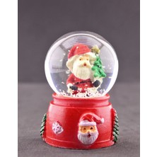 Noel Baba ve Çam Ağacı Temalı Mini Boy Işıklı  Yılbaşı Kar Küresi 6.5 cm E