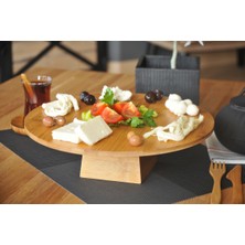 Çok Renkli Doğal Bambu Yuvarlak Pasta ve Kek Sunum Standı 30X9 cm