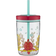 Turuncu Yüzen Ahtapot Pipetli Tritan Bardak, Eğlenceli ve Şık Tasarım