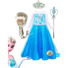 Elsa Frozen Kostüm Seti (Peruklu Set)