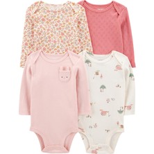 Carter's Kız Bebek Uzun Kollu 4lü Body Düz Model Pamuklu Kumaş Özellikleri ile Rahat Kullanım
