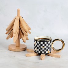 4'lü Ahşap ve Bambu Nihale ve Bardak Altlığı Seti