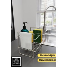 Gri Paslanmaz Mutfak Düzenleyici, Ergonomik Sünger ve Bez Organizer
